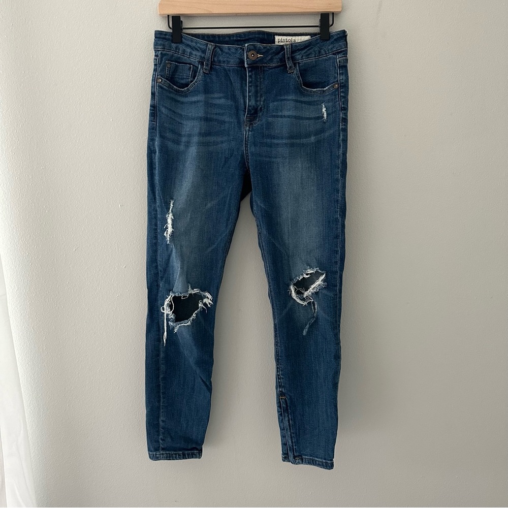 Pistola (29) Tory Distressed Ankle Zip Skinny Jeans